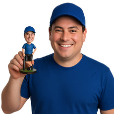 Custom Bobblehead Male Baseball Player Holding A Bat And Standing Cross Legged - Sports & Hobbies Baseball & Softball Personalized Bobblehead & Cake Topper