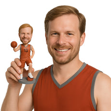 Custom Bobblehead Tall Basketball Dude With One Ball In Hand And One Under His Feet - Sports & Hobbies Basketball Personalized Bobblehead & Cake Topper