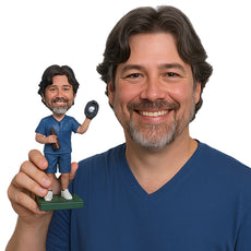 Custom Bobblehead Male Baseball Player Catches The Ball With His Gloves - Sports & Hobbies Baseball & Softball Personalized Bobblehead & Cake Topper