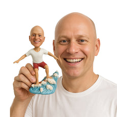 Custom Bobblehead Super Duper Cool Surfer Surfing A Big Wave - Sports & Hobbies Surfing & Water Sports Personalized Bobblehead & Cake Topper