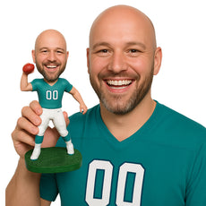 Custom Bobblehead Male Football Player Throwing The Ball To His Teammates - Sports & Hobbies Football Personalized Bobblehead & Cake Topper