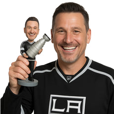Custom Bobblehead Ice Hockey Fan Holding Stanley Championship Cup In Hand - Sports & Hobbies Car Racing Personalized Bobblehead & Cake Topper