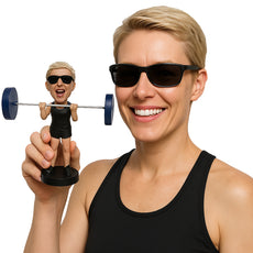 Custom Bobblehead Female Weightlifter Putting Extra Effort To Complete The Lift - Sports & Hobbies Weight Lifting & Body Building Personalized Bobblehead & Cake Topper