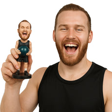 Custom Bobblehead Male Weightlifter Trying His Best To Lift The Heavy Weight - Sports & Hobbies Weight Lifting & Body Building Personalized Bobblehead & Cake Topper