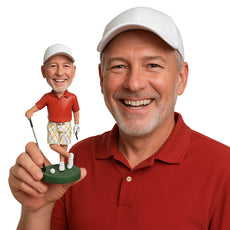 Custom Bobblehead Golfer With Cigar In Hand Posing For A Picture - Sports & Hobbies Golfing Personalized Bobblehead & Cake Topper