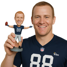 Custom Bobblehead Charming Football Player Embracing The Championship Title - Sports & Hobbies Football Personalized Bobblehead & Cake Topper