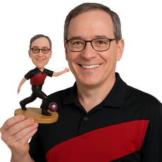 Custom Bobblehead Bowling Professional Player Throwing The Ball For A Perfect Game - Sports & Hobbies Bowling Personalized Bobblehead & Cake Topper