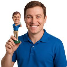 Custom Bobblehead Confident golfer wearing polo shirt and long pants hitting the ball faraway - Sports & Hobbies Golfing Personalized Bobblehead & Action Figure
