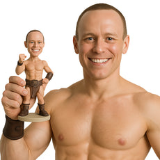 Custom Bobblehead Muscular Spartan In A Warrior Costume - Super Heroes & Movies Movie Characters Personalized Bobblehead & Cake Topper