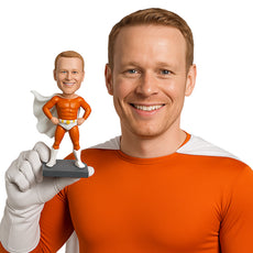 Custom Bobblehead Superhero In Action Costume And Cape - Super Heroes & Movies Super Heroes Personalized Bobblehead & Cake Topper