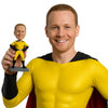 Custom Bobblehead Superhero In Action Costume And Flying Cape - Super Heroes & Movies Movie Characters Personalized Bobblehead & Cake Topper