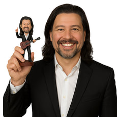 Custom Bobblehead Rockstar Guy Ready To Rock With His Guitar - Musicians & Arts Strings Instruments Personalized Bobblehead & Cake Topper
