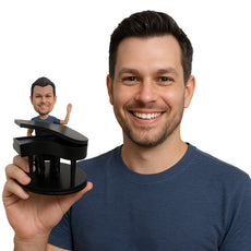 Custom Bobblehead Pianist Weaving Hello While Playing The Piano - Musicians & Arts Percussion Instruments Personalized Bobblehead & Cake Topper