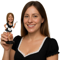 Custom Bobblehead French Maid Cleaning The House - Sexy & Funny Sexy & Naughty Personalized Bobblehead & Cake Topper