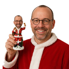Custom Bobblehead Cool Dude Wearing Santa Claus Outfit Ready To Give Away Some Toys - Holidays & Festivities Christmas Personalized Bobblehead & Cake Topper