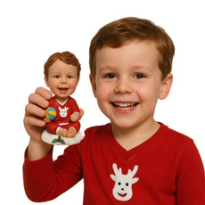 Custom Bobblehead Baby Boy In Christmas Outfit Playing With A Ball - Holidays & Festivities Christmas Personalized Bobblehead & Cake Topper