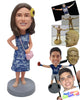 Custom Bobblehead Casual lady wearing nice summer dress with sandals and a pretty purse at the side - Leisure & Casual Casual Females Personalized Bobblehead & Action Figure