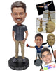 Custom Bobblehead Casual male coorporate wearing a t-shirt with pants and casual shoes - Leisure & Casual Casual Males Personalized Bobblehead & Action Figure