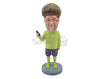 Custom Bobblehead Extravagant dude wearing a colorfull home clothing with a remte contrl in hand - Leisure & Casual Casual Males Personalized Bobblehead & Action Figure