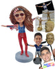 Custom Bobblehead Cool arms streched girl wearing a tank top and a flag sweater in tight pants and boots - Leisure & Casual Casual Females Personalized Bobblehead & Action Figure