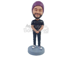 Custom Bobblehead Casual guy with hands in front wearing t-shirt and really cool sneaker shoes - Leisure & Casual Casual Males Personalized Bobblehead & Action Figure