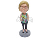 Custom Bobblehead Nice looking lady wearing a colorful tank top with both hands inside pockets - Leisure & Casual Casual Females Personalized Bobblehead & Action Figure