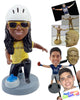 Custom Bobblehead Girl playing Ice Curling wearing a t-shirt kneeling - Leisure & Casual Casual Females Personalized Bobblehead & Action Figure