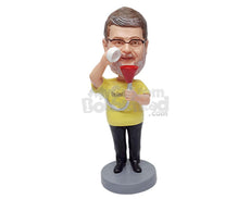 Custom Bobblehead Big guy wearing a t-shirt ready to drink from the funnel - Leisure & Casual Casual Males Personalized Bobblehead & Action Figure
