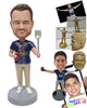 Custom Bobblehead Cool BBQ guy drinking  a beer an holding a spatule on the other - Leisure & Casual Casual Males Personalized Bobblehead & Action Figure