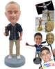 Custom Bobblehead Relaxed guy holding a beer wearing a v-neck t-shirt and pants - Leisure & Casual Casual Males Personalized Bobblehead & Action Figure