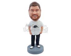 Custom Bobblehead Husky guy wearing a large t-shirt with some rocking shoes - Leisure & Casual Casual Males Personalized Bobblehead & Action Figure