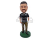 Custom Bobblehead Casual male wearing a v-neck shirt holding a golf stick - Leisure & Casual Casual Males Personalized Bobblehead & Action Figure