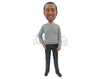 Custom Bobblehead Handsome Bearded Man In Formals With Hand Near His Paocket - Leisure & Casual Casual Males Personalized Bobblehead & Cake Topper