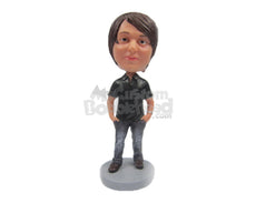 Custom Bobblehead Stylish Male With A Bracelet - Leisure & Casual Casual Males Personalized Bobblehead & Cake Topper