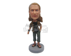 Custom Bobblehead Super Stylish Guy Posing With One Hand In Pocket - Leisure & Casual Casual Males Personalized Bobblehead & Cake Topper