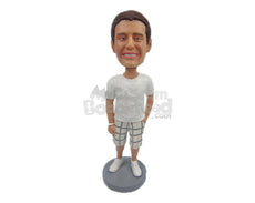 Custom Bobblehead Dapper Male In Cool Stylish Shorts With A Wrist Band - Leisure & Casual Casual Males Personalized Bobblehead & Cake Topper
