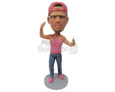 Custom Bobblehead Stylish Dude Got His Swag On With Stylish Glasses And A Cap - Leisure & Casual Casual Males Personalized Bobblehead & Cake Topper