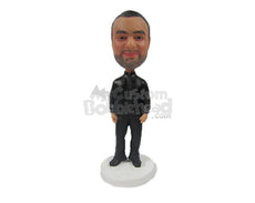 Custom Bobblehead Stylish Bearded Man With A Cool Outfit - Leisure & Casual Casual Males Personalized Bobblehead & Cake Topper