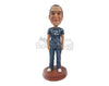 Custom Bobblehead Happy Neat Man In Comfortable Casual - Leisure & Casual Casual Males Personalized Bobblehead & Cake Topper