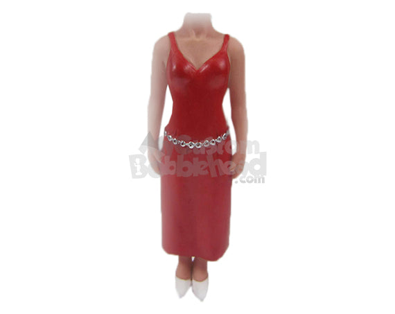 Custom Bobblehead Charming Woman In Sleeveless One Piece Attire With A Stylish Chain Around Her Waist - Leisure & Casual Casual Females Personalized Bobblehead & Cake Topper
