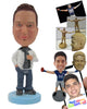 Custom Bobblehead Neat Man Rocking With A Mic And Headphone - Leisure & Casual Casual Males Personalized Bobblehead & Cake Topper
