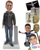 Custom Bobblehead Cool Stylish Guy Standing Next To A Post Holding A Cigarette In Hand - Leisure & Casual Casual Males Personalized Bobblehead & Cake Topper