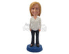 Custom Bobblehead Smart Bold Female In Shirt And Trouser - Leisure & Casual Casual Females Personalized Bobblehead & Cake Topper