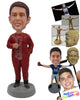 Custom Bobblehead Male In Full Length Comfortable Gown - Leisure & Casual Casual Males Personalized Bobblehead & Cake Topper