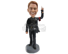 Custom Bobblehead Handsome Guy In Leather Jacket Making A Point - Leisure & Casual Casual Males Personalized Bobblehead & Cake Topper