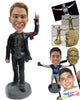 Custom Bobblehead Handsome Guy In Leather Jacket Making A Point - Leisure & Casual Casual Males Personalized Bobblehead & Cake Topper