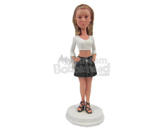 Custom Bobblehead Sexy And Gorgeous Girl In Stylish Skirt And Top - Leisure & Casual Casual Females Personalized Bobblehead & Cake Topper