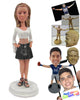 Custom Bobblehead Sexy And Gorgeous Girl In Stylish Skirt And Top - Leisure & Casual Casual Females Personalized Bobblehead & Cake Topper