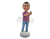 Custom Bobblehead Cool Guy In Cool Tshirt Holding A Can - Leisure & Casual Casual Males Personalized Bobblehead & Cake Topper