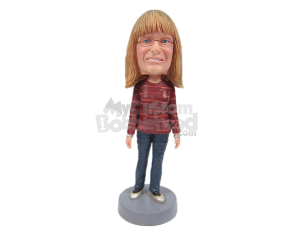 Custom Bobblehead Gorgeous Lady In Stylish Top With Bracelets - Leisure & Casual Casual Females Personalized Bobblehead & Cake Topper